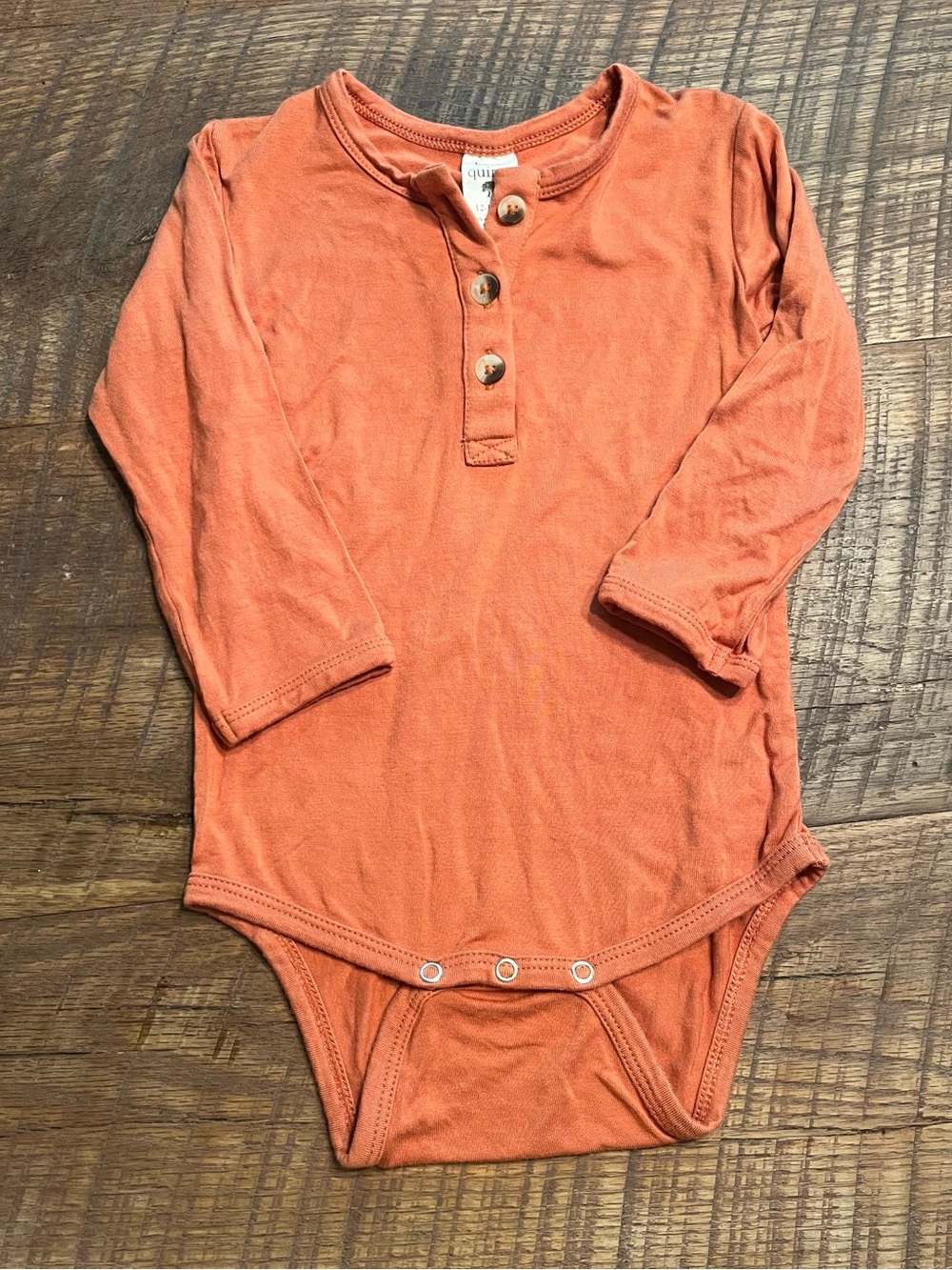 Kate Quinn Rust Orange Long-Sleeve Bamboo Baby Bodysuit